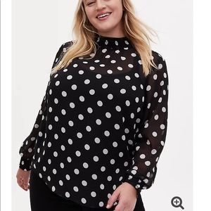 torrid sheer polka dot blouse